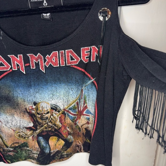 American Vintage custom Iron Maiden fringe sleeve crop top - Picture 5 of 5